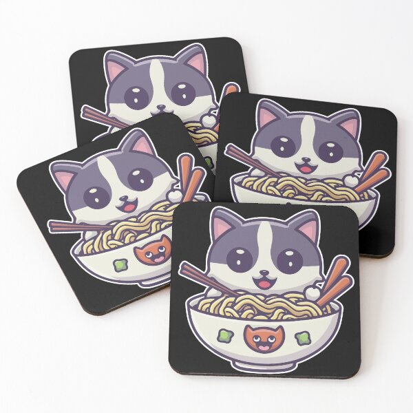 Item preview, Kawaii Cat Noodle Time - Cute Cat Eating Noodles designed and sold by CreativeDStore.