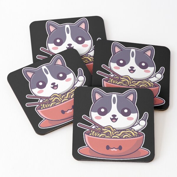 Item preview, Kawaii Cat Noodle Time - Cute Cat Eating Noodles designed and sold by CreativeDStore.