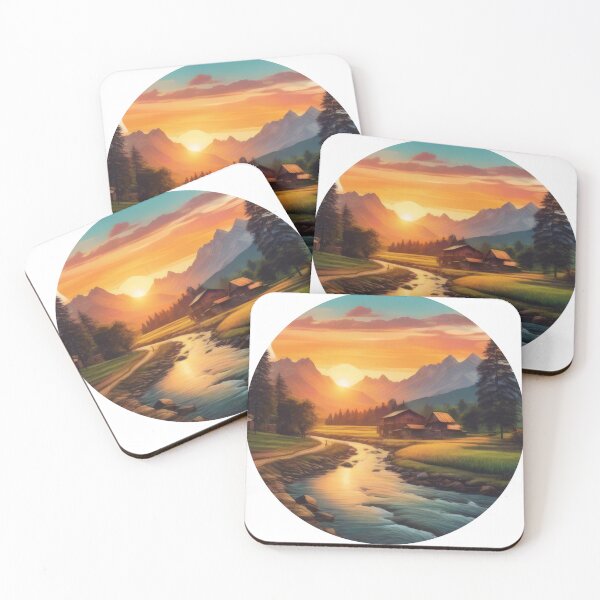 Item preview, Tranquil Countryside Sunset Sticker (1102) designed and sold by WASjourney.