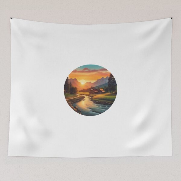 Item preview, Tranquil Countryside Sunset Sticker (1102) designed and sold by WASjourney.