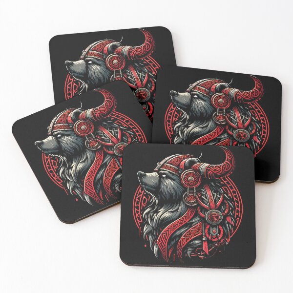 Item preview,  Red And Black Bear Berserker Norse Viking Warrior designed and sold by TomFrontierArt.