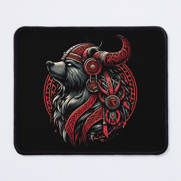 Item preview, Red And Black Bear Berserker Norse Viking Warrior designed and sold by TomFrontierArt.