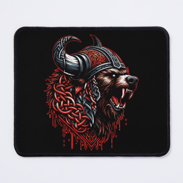 Item preview, Red And Black Bear Berserker Norse Viking Warrior designed and sold by TomFrontierArt.