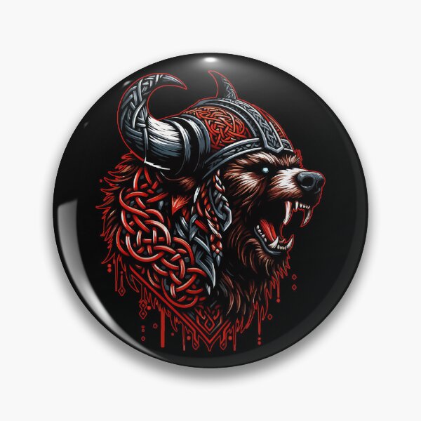 Item preview, Red And Black Bear Berserker Norse Viking Warrior designed and sold by TomFrontierArt.
