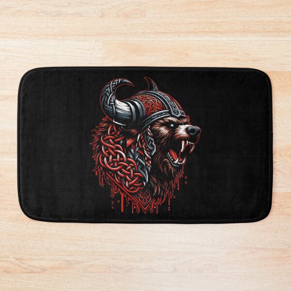 Item preview, Red And Black Bear Berserker Norse Viking Warrior designed and sold by TomFrontierArt.