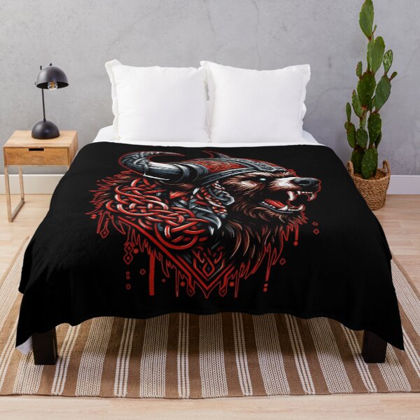 Item preview, Red And Black Bear Berserker Norse Viking Warrior designed and sold by TomFrontierArt.