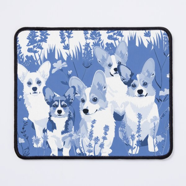 Item preview, Blue Lavender with dogs - Corgis designed and sold by FlowersColorful.