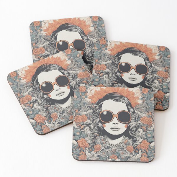 Item preview, Woman in the flower with sunglasses retro style designed and sold by Elitegraff.