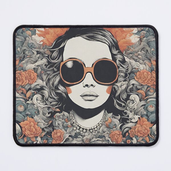 Artikelvorschau, Frau in der Blume mit Sonnenbrille im Retro-Stil entworfen und verkauft von Elitegraff.