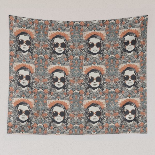 Item preview, Woman in the flower with sunglasses retro style designed and sold by Elitegraff.