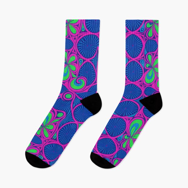 Item preview,  Retro 70s Geometric Pattern Electric Blue Neon  Pink  #9 designed and sold by Prints and Lifestyle.