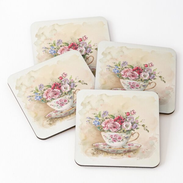 Item preview, Vintage tea cup, pastel green background with beautiful flowers. designed and sold by Chomchol.