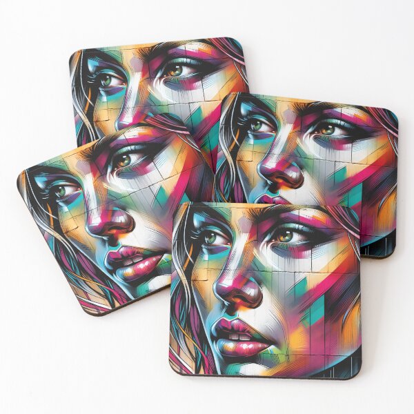 Item preview, Woman's face in a rough, street-style graffiti with bright colors and bold outlines  designed and sold by AndreaMart.