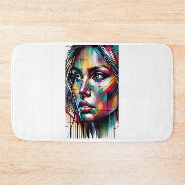 Item preview, Woman's face in a rough, street-style graffiti with bright colors and bold outlines  designed and sold by AndreaMart.