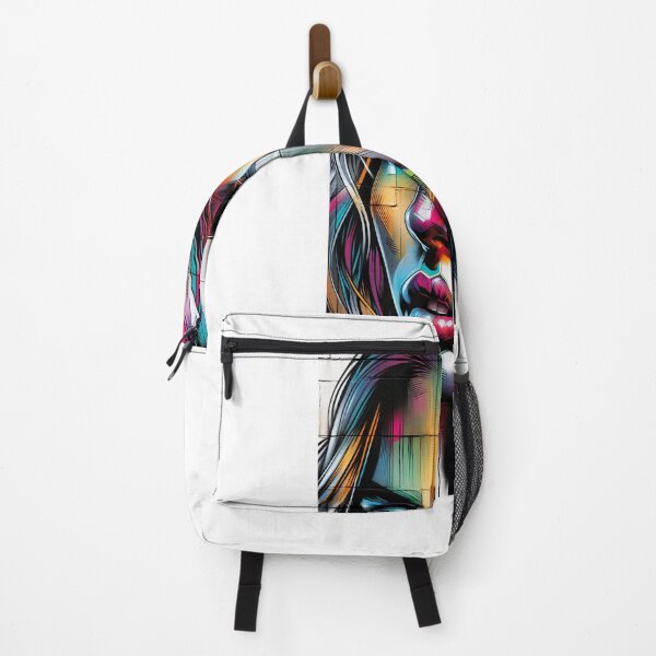 Item preview, Woman's face in a rough, street-style graffiti with bright colors and bold outlines designed and sold by AndreaMart.