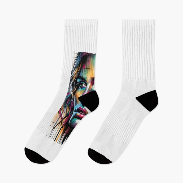 Item preview, Woman's face in a rough, street-style graffiti with bright colors and bold outlines  designed and sold by AndreaMart.