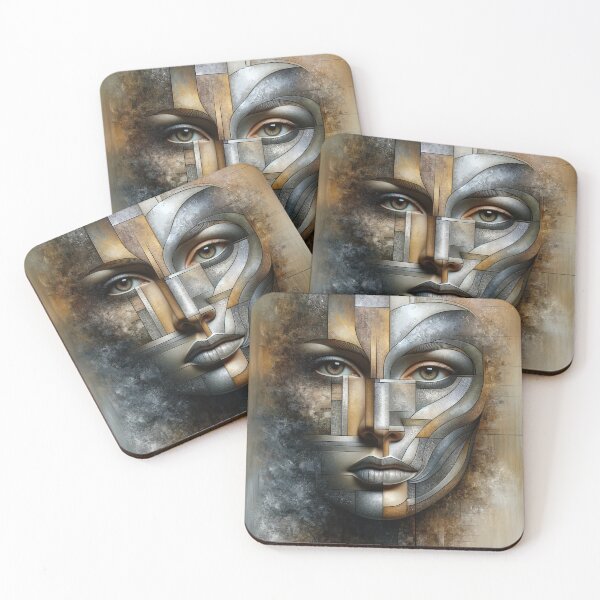 Item preview, Woman's face, created by combining various textures like canvas, metal, and glass designed and sold by AndreaMart.
