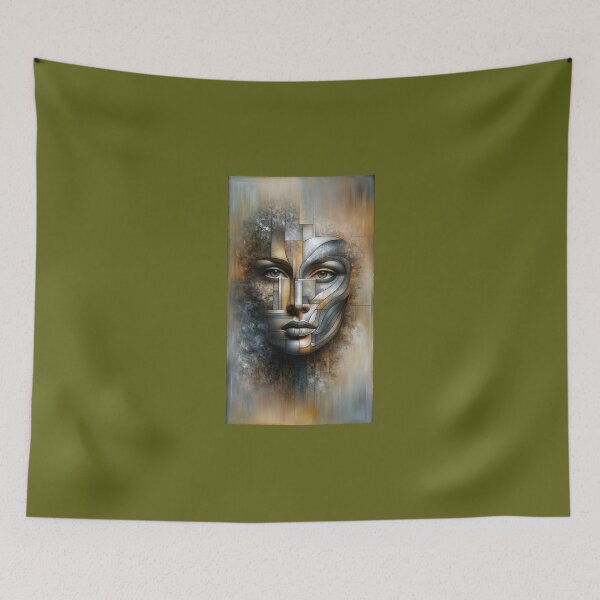 Item preview, Woman's face, created by combining various textures like canvas, metal, and glass designed and sold by AndreaMart.