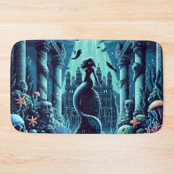 Item preview, Entrance to Atlantis with Evil Mermaid Pixel Art designed and sold by BeardedTree.