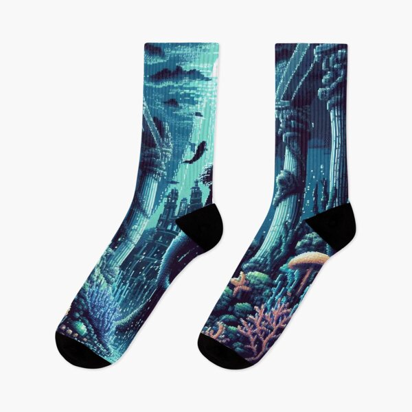 Item preview, Entrance to Atlantis with Evil Mermaid Pixel Art designed and sold by BeardedTree.