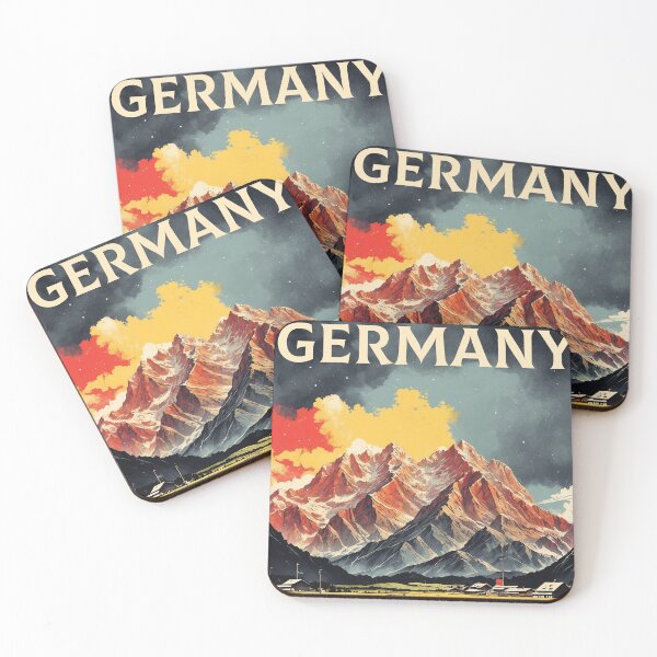Item preview, Zugspitze Massif Germany Starry Night Vintage Travel Poster designed and sold by TravelersGems.