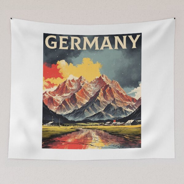 Item preview, Zugspitze Massif Germany Starry Night Vintage Travel Poster designed and sold by TravelersGems.