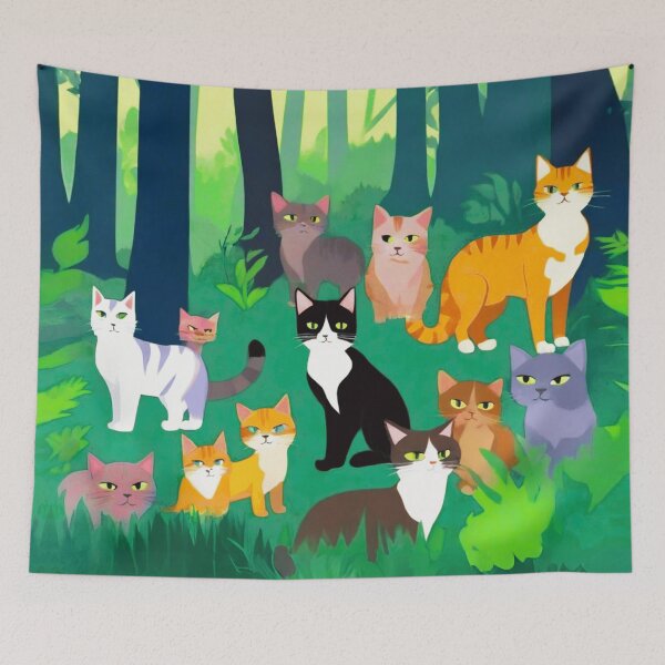 Item preview, Gang of Cats, Felines in the Forest   designed and sold by Marymarice.
