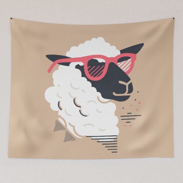Item preview, fancy sheep with pink glasses, modern abstract animal art | Be unique | Ewe-nique Perspective designed and sold by Radiant-R-art.