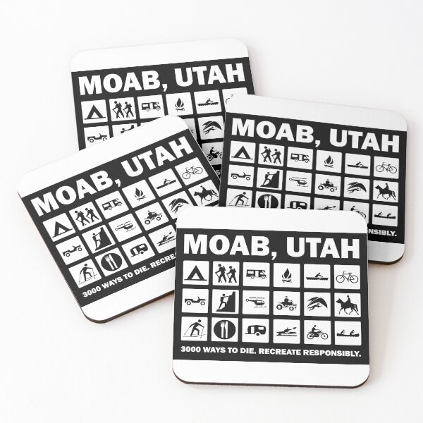 Item preview, Moab Utah Recreation Symbols - White with Black designed and sold by strayfoto.