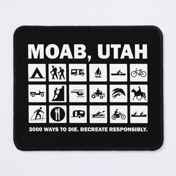 Item preview, Moab Utah Recreation Symbols - White with Black designed and sold by strayfoto.