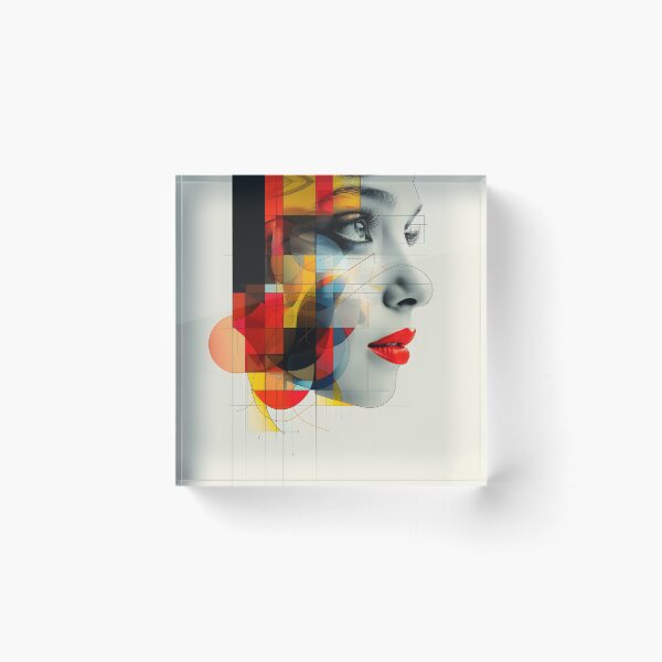 Item preview, Minimalist portrait of a geometric human face designed and sold by dcrc.