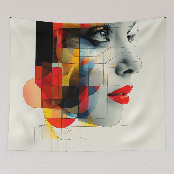 Item preview, Minimalist portrait of a geometric human face designed and sold by dcrc.