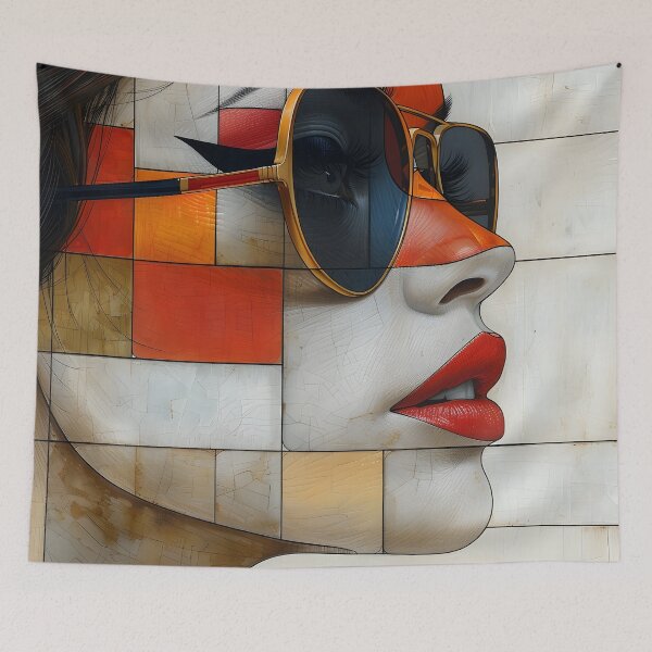 Item preview, minimalist portrait of a geometric human face designed and sold by dcrc.