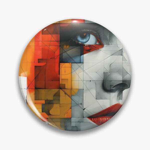 Item preview, minimalist portrait of a geometric human face designed and sold by dcrc.