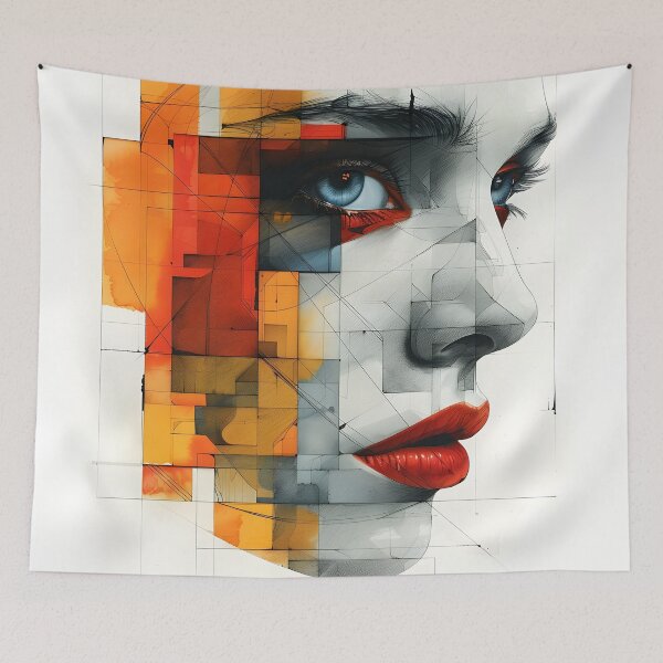 Item preview, minimalist portrait of a geometric human face designed and sold by dcrc.