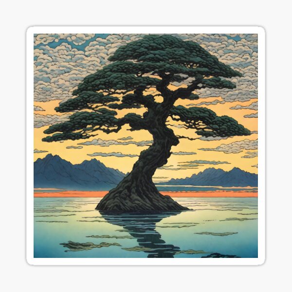 Item preview, The Guru - A Contemporary Ukiyo-e Nature Landscape designed and sold by Kijiermono.