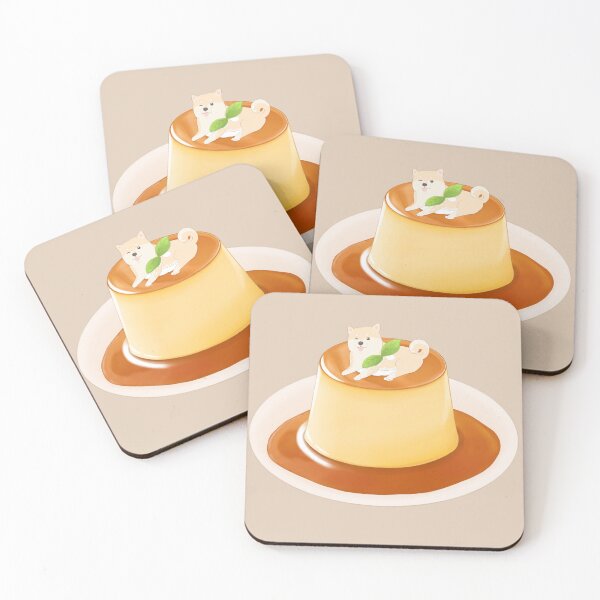 Item preview, Sweet caramel pudding dessert with shiba inu designed and sold by ShibaInuArt.