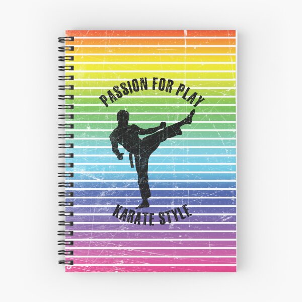 Item preview, Black silhouette of a man practicing karate against the background of rainbow stripes designed and sold by HarridanCreates.