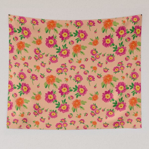 Item preview, Peach Fuzz Marigold and Daisy Delight - Lively Spring Florals Inspired by Sydney's Urban Gardens designed and sold by Jay Dee Dearness.
