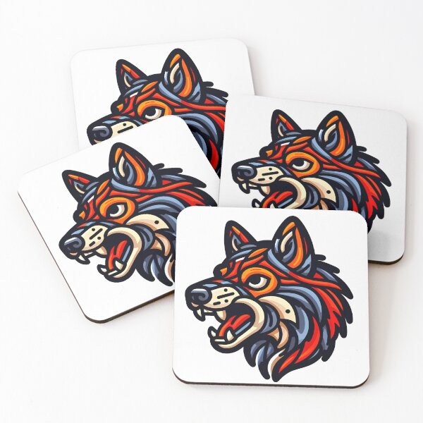 Item preview, Colorful Doodle Style Angry Wolf Face designed and sold by SimpleP.