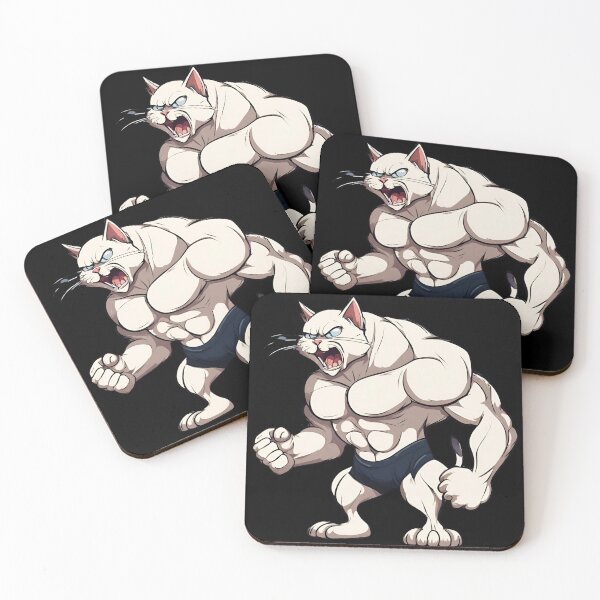 Item preview, Muscular cat cartoon designed and sold by Amzg-Designs.