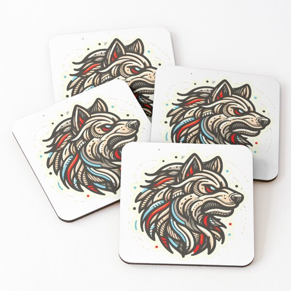 Item preview, Colorful Angry Wolf Face Doodle Style designed and sold by SimpleP.