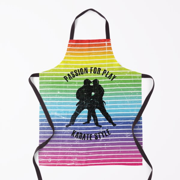 Item preview, Black silhouettes of men practicing karate against the background of rainbow stripes designed and sold by HarridanCreates.