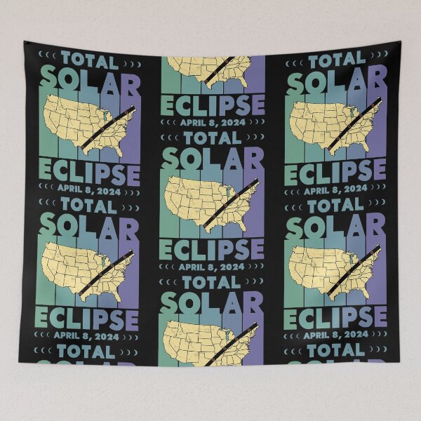 Item preview, Total Solar Eclipse with MAP- in Green and Blue Hues 2024 April 8 designed and sold by EmeraldeaArt.