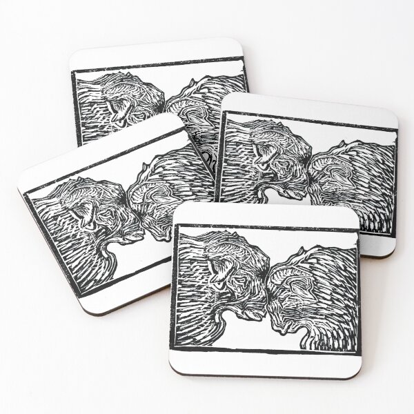 Item preview, Battering rams linocut illustration designed and sold by Olivia Braunsteiner.