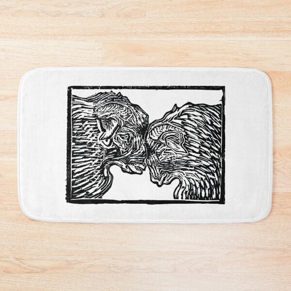 Item preview, Battering rams linocut illustration designed and sold by Olivia Braunsteiner.