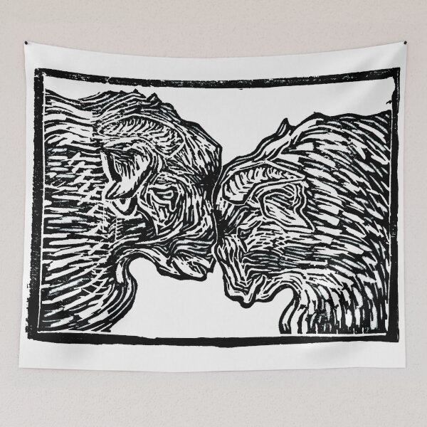 Item preview, Battering rams linocut illustration designed and sold by Olivia Braunsteiner.