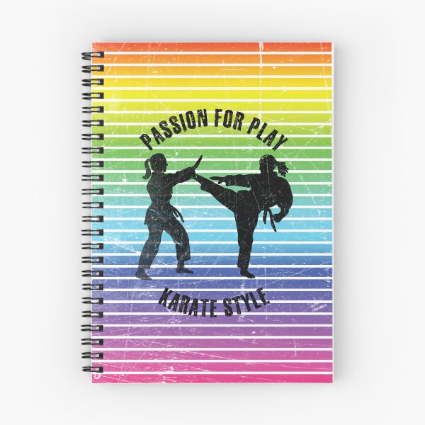 Item preview, Black silhouettes of women practicing karate against the background of rainbow stripes designed and sold by HarridanCreates.