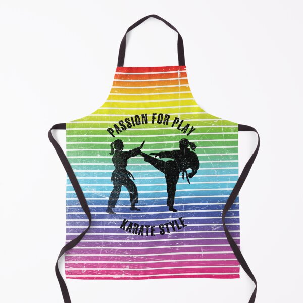 Item preview, Black silhouettes of women practicing karate against the background of rainbow stripes designed and sold by HarridanCreates.