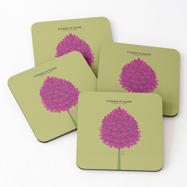 Item preview, Vibrant Art Deco Vintage style Fuchsia Pyramidal Orchid Botany Illustration Design designed and sold by Vicky Anne Vaughan.